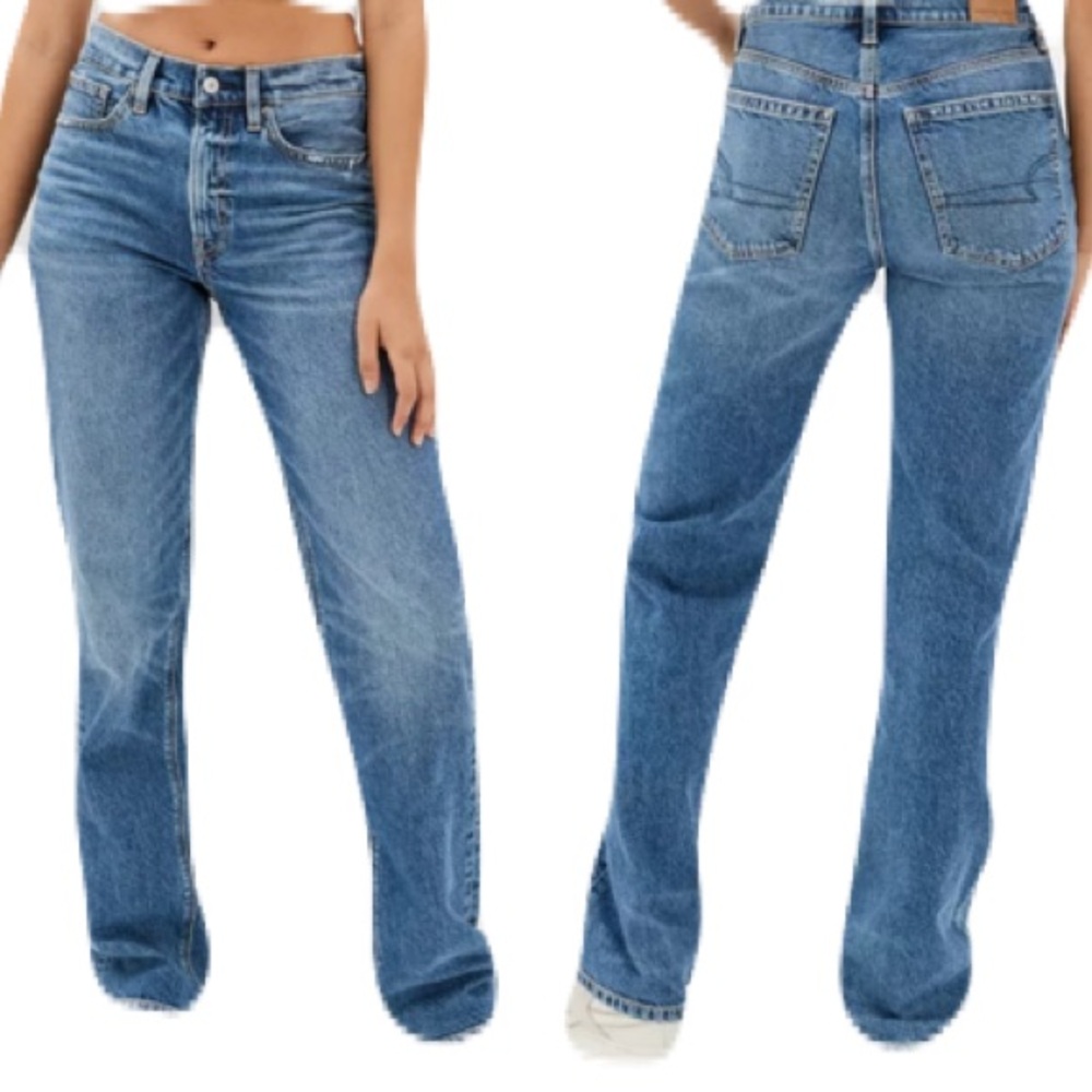 American Eagle Low Rise Baggy Jeans Blue Medium Wash Size 6